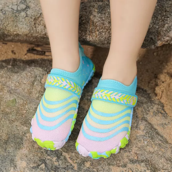 Quickshark Kids Water Shoes Boys Girls Barefoot Aqua Socks Outdoor Indoor Quick Dry Sandals Lightweight Slip On Walking Sneakers for Beach Pool Swim Little KidBig Kid11cyan