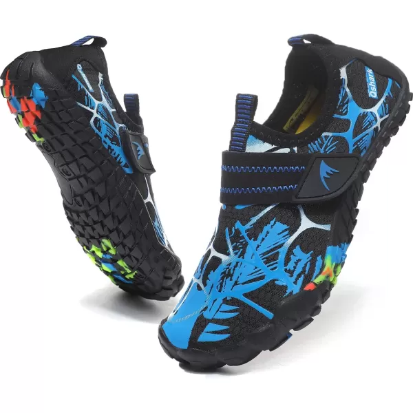 Quickshark Kids Water Shoes Boys Girls Barefoot Aqua Socks Outdoor Indoor Quick Dry Sandals Lightweight Slip On Walking Sneakers for Beach Pool Swim Little KidBig Kid6blackBlue