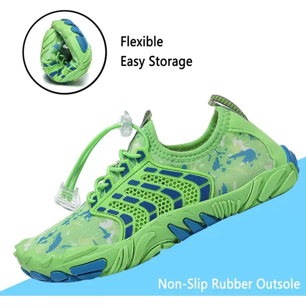 Quickshark Kids Water Shoes Boys Girls Barefoot Aqua Socks Outdoor Indoor Quick Dry Sandals Lightweight Slip On Walking Sneakers for Beach Pool Swim Little KidBig Kid3green