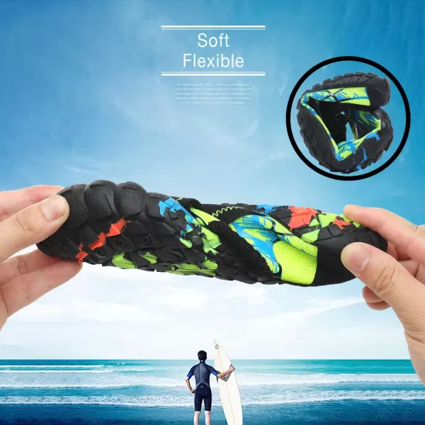 Quickshark Kids Water Shoes Boys Girls Barefoot Aqua Socks Outdoor Indoor Quick Dry Sandals Lightweight Slip On Walking Sneakers for Beach Pool Swim Little KidBig Kid6greenBlue