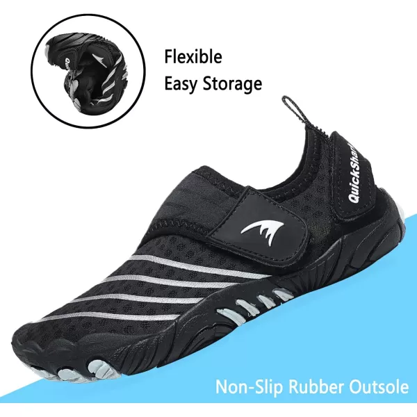 Quickshark Kids Water Shoes Boys Girls Barefoot Aqua Socks Outdoor Indoor Quick Dry Sandals Lightweight Slip On Walking Sneakers for Beach Pool Swim Little KidBig Kid2blackWhite