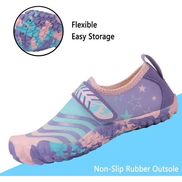 Quickshark Kids Water Shoes Boys Girls Barefoot Aqua Socks Outdoor Indoor Quick Dry Sandals Lightweight Slip On Walking Sneakers for Beach Pool Swim Little KidBig Kid11purple