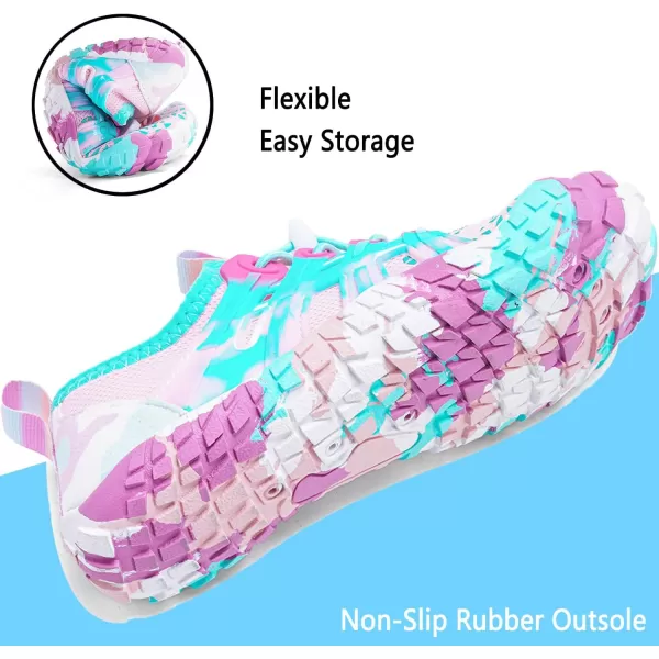 Quickshark Kids Water Shoes Boys Girls Barefoot Aqua Socks Outdoor Indoor Quick Dry Sandals Lightweight Slip On Walking Sneakers for Beach Pool Swim Little KidBig Kid10pink