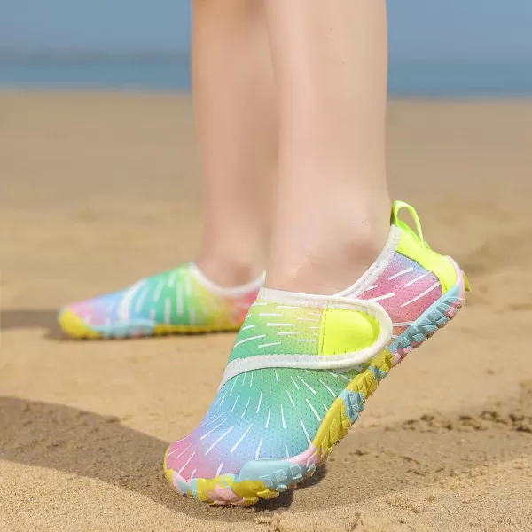 Quickshark Kids Water Shoes Boys Girls Barefoot Aqua Socks Outdoor Indoor Quick Dry Sandals Lightweight Slip On Walking Sneakers for Beach Pool Swim Little KidBig Kid12rainbow
