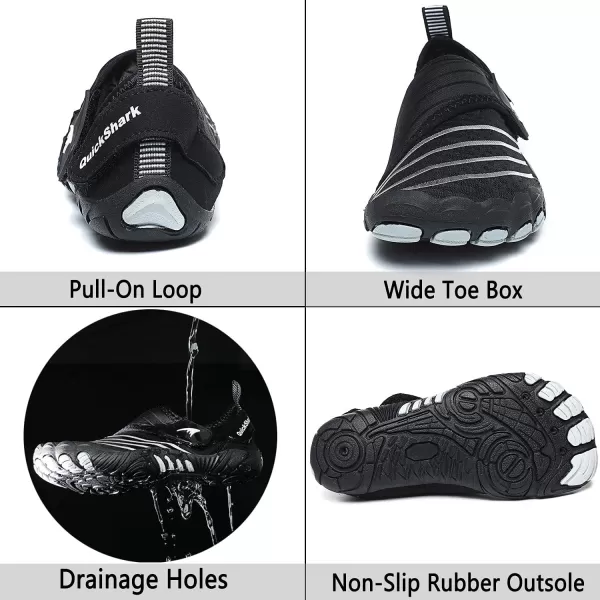 Quickshark Kids Water Shoes Boys Girls Barefoot Aqua Socks Outdoor Indoor Quick Dry Sandals Lightweight Slip On Walking Sneakers for Beach Pool Swim Little KidBig Kid2blackWhite