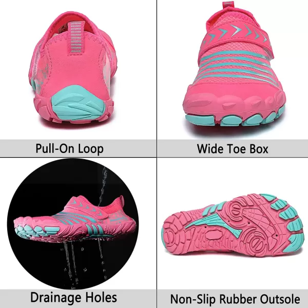 Quickshark Kids Water Shoes Boys Girls Barefoot Aqua Socks Outdoor Indoor Quick Dry Sandals Lightweight Slip On Walking Sneakers for Beach Pool Swim Little KidBig Kid1pink