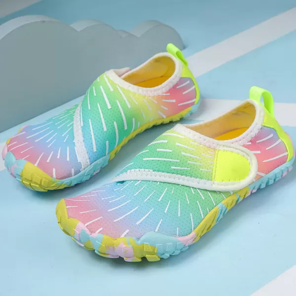 Quickshark Kids Water Shoes Boys Girls Barefoot Aqua Socks Outdoor Indoor Quick Dry Sandals Lightweight Slip On Walking Sneakers for Beach Pool Swim Little KidBig Kid12rainbow