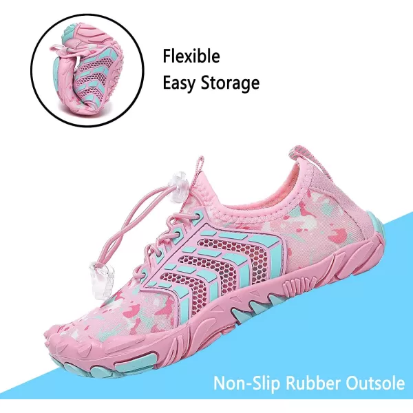 Quickshark Kids Water Shoes Boys Girls Barefoot Aqua Socks Outdoor Indoor Quick Dry Sandals Lightweight Slip On Walking Sneakers for Beach Pool Swim Little KidBig Kid3pink