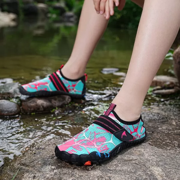 Quickshark Kids Water Shoes Boys Girls Barefoot Aqua Socks Outdoor Indoor Quick Dry Sandals Lightweight Slip On Walking Sneakers for Beach Pool Swim Little KidBig Kid6cyanPink