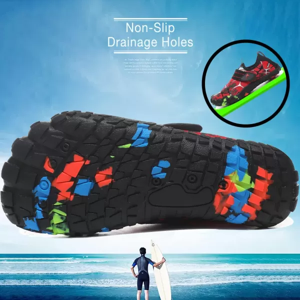 Quickshark Kids Water Shoes Boys Girls Barefoot Aqua Socks Outdoor Indoor Quick Dry Sandals Lightweight Slip On Walking Sneakers for Beach Pool Swim Little KidBig Kid6redBlack