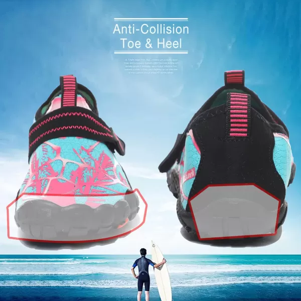 Quickshark Kids Water Shoes Boys Girls Barefoot Aqua Socks Outdoor Indoor Quick Dry Sandals Lightweight Slip On Walking Sneakers for Beach Pool Swim Little KidBig Kid6cyanPink