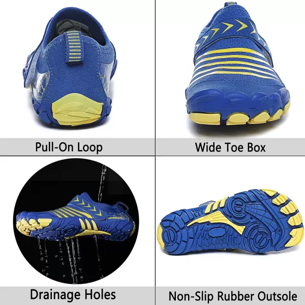 Quickshark Kids Water Shoes Boys Girls Barefoot Aqua Socks Outdoor Indoor Quick Dry Sandals Lightweight Slip On Walking Sneakers for Beach Pool Swim Little KidBig Kid1blueYellow
