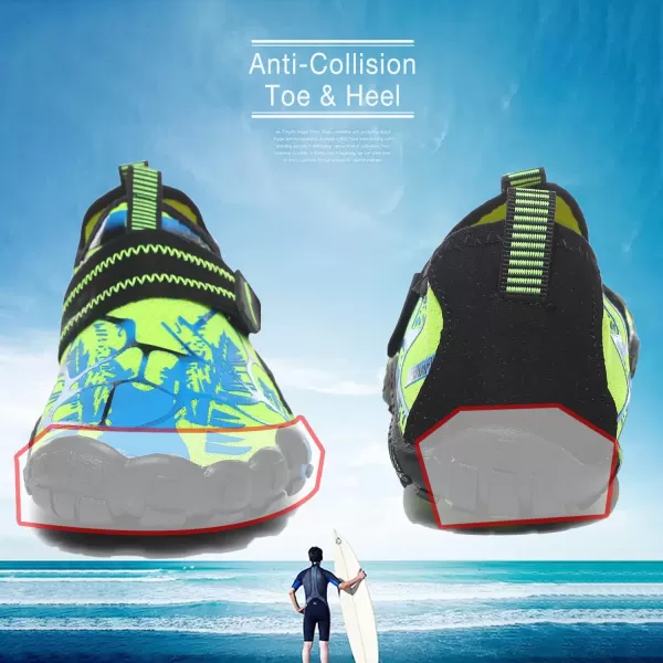 Quickshark Kids Water Shoes Boys Girls Barefoot Aqua Socks Outdoor Indoor Quick Dry Sandals Lightweight Slip On Walking Sneakers for Beach Pool Swim Little KidBig Kid6greenBlue
