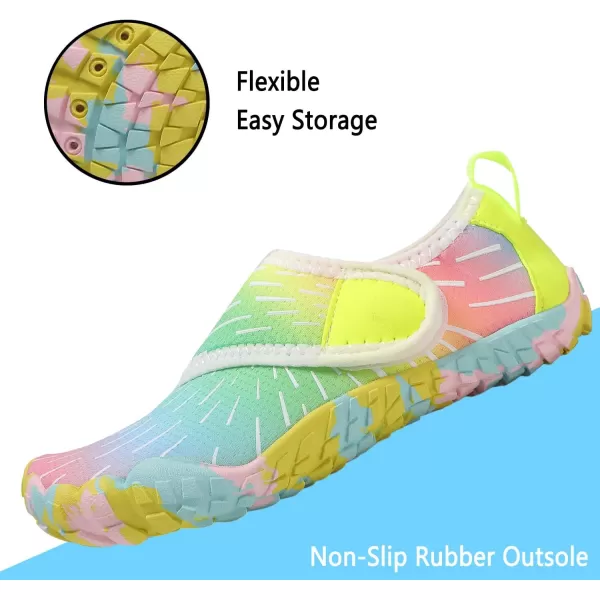Quickshark Kids Water Shoes Boys Girls Barefoot Aqua Socks Outdoor Indoor Quick Dry Sandals Lightweight Slip On Walking Sneakers for Beach Pool Swim Little KidBig Kid12rainbow
