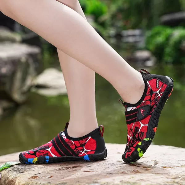 Quickshark Kids Water Shoes Boys Girls Barefoot Aqua Socks Outdoor Indoor Quick Dry Sandals Lightweight Slip On Walking Sneakers for Beach Pool Swim Little KidBig Kid6redBlack