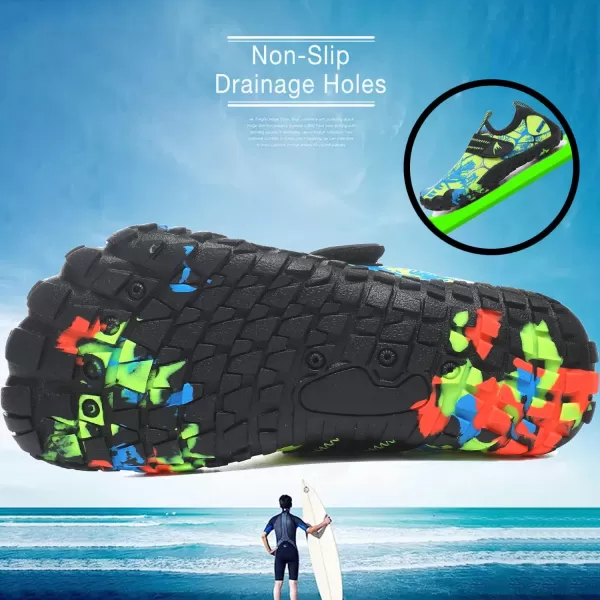 Quickshark Kids Water Shoes Boys Girls Barefoot Aqua Socks Outdoor Indoor Quick Dry Sandals Lightweight Slip On Walking Sneakers for Beach Pool Swim Little KidBig Kid6greenBlue