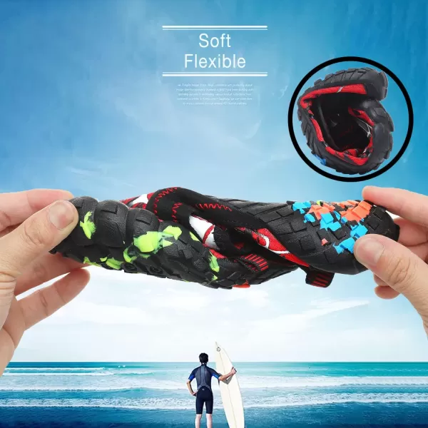 Quickshark Kids Water Shoes Boys Girls Barefoot Aqua Socks Outdoor Indoor Quick Dry Sandals Lightweight Slip On Walking Sneakers for Beach Pool Swim Little KidBig Kid6redBlack