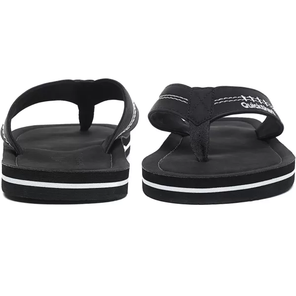 Quickshark Mens Flip Flops Leather Thong Sandals Arch Support Beach Slippers1black