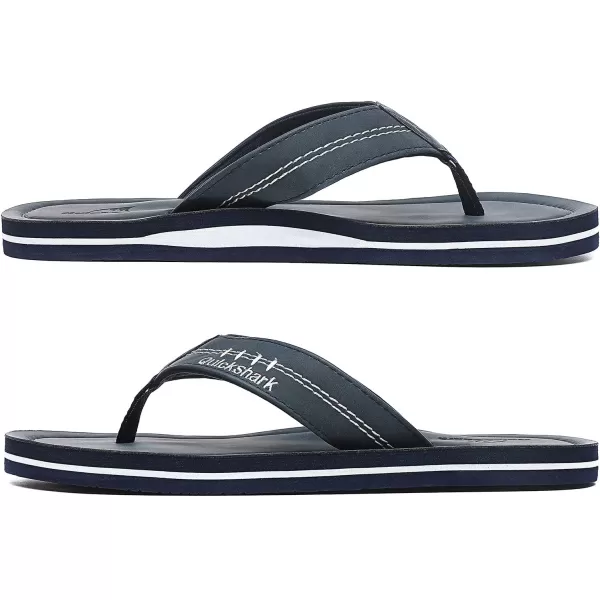 Quickshark Mens Flip Flops Leather Thong Sandals Arch Support Beach Slippers1blue