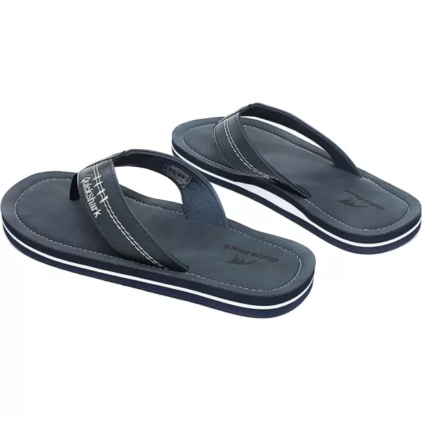 Quickshark Mens Flip Flops Leather Thong Sandals Arch Support Beach Slippers1blue