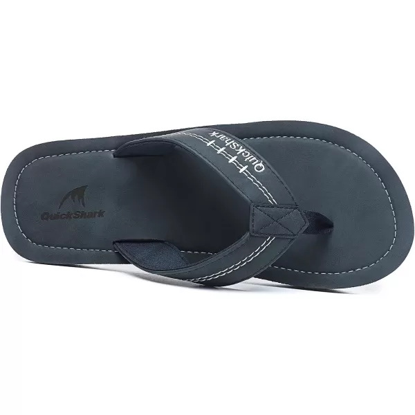 Quickshark Mens Flip Flops Leather Thong Sandals Arch Support Beach Slippers1blue