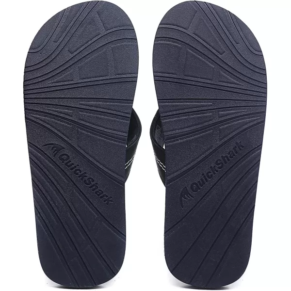 Quickshark Mens Flip Flops Leather Thong Sandals Arch Support Beach Slippers1blue
