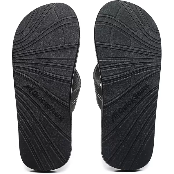 Quickshark Mens Flip Flops Leather Thong Sandals Arch Support Beach Slippers1grey