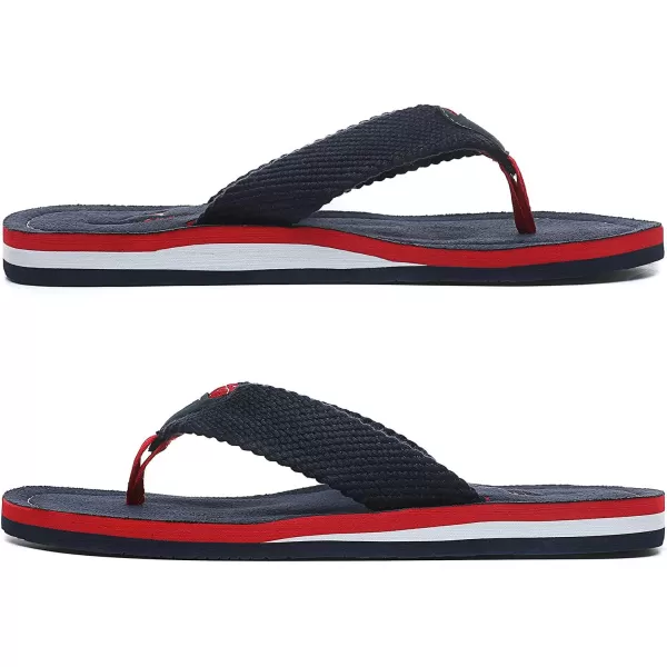 Quickshark Mens Flip Flops Leather Thong Sandals Arch Support Beach Slippers2blueRed