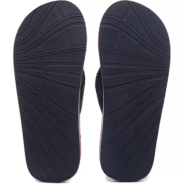 Quickshark Mens Flip Flops Leather Thong Sandals Arch Support Beach Slippers2blueRed