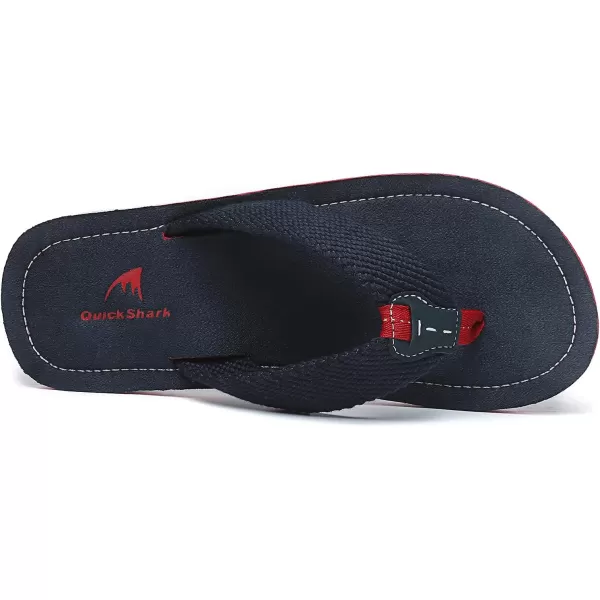Quickshark Mens Flip Flops Leather Thong Sandals Arch Support Beach Slippers2blueRed