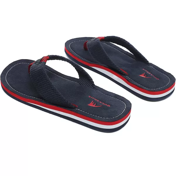Quickshark Mens Flip Flops Leather Thong Sandals Arch Support Beach Slippers2blueRed