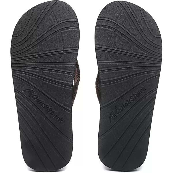 Quickshark Mens Flip Flops Leather Thong Sandals Arch Support Beach Slippers2brownBlue