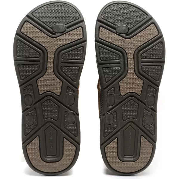 Quickshark Mens Flip Flops Leather Thong Sandals Arch Support Beach Slippers5khaki