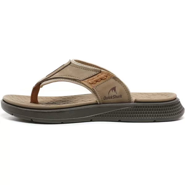 Quickshark Mens Flip Flops Leather Thong Sandals Arch Support Beach Slippers5sand