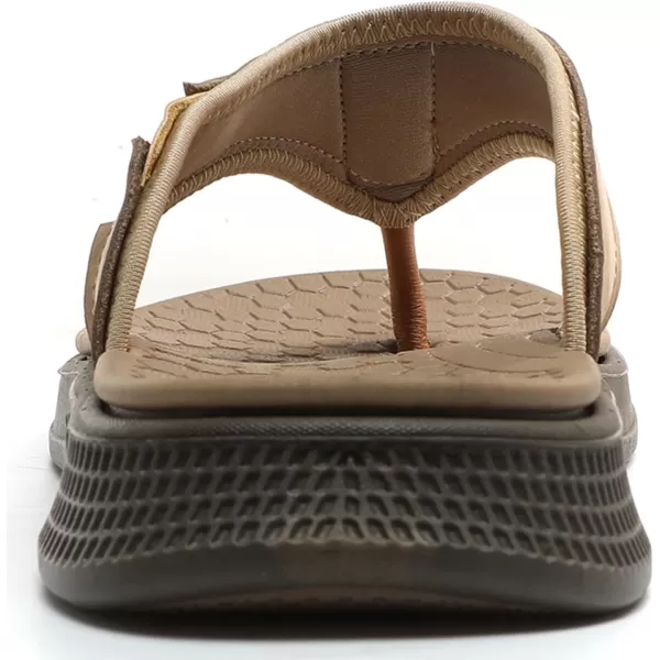 Quickshark Mens Flip Flops Leather Thong Sandals Arch Support Beach Slippers5sand