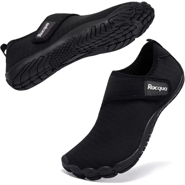 Racqua Mens Womens SlipOn Water Shoes Quick Dry Barefoot Lightweight Aqua Shoes Beach Swim Pool Hiking Sport ShoesWz117mblack
