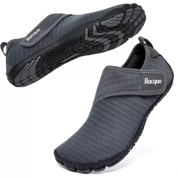 Racqua Mens Womens SlipOn Water Shoes Quick Dry Barefoot Lightweight Aqua Shoes Beach Swim Pool Hiking Sport ShoesWz117mgrey