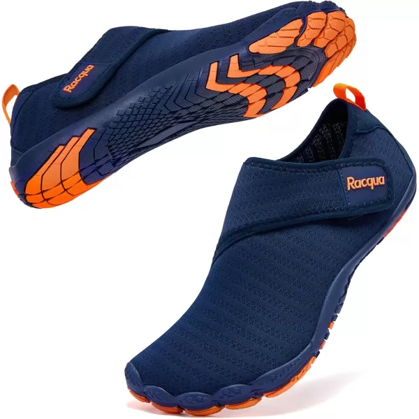 Racqua Mens Womens SlipOn Water Shoes Quick Dry Barefoot Lightweight Aqua Shoes Beach Swim Pool Hiking Sport ShoesWz117mnavyOrange