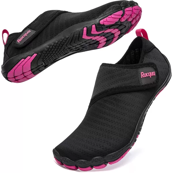 Racqua Mens Womens SlipOn Water Shoes Quick Dry Barefoot Lightweight Aqua Shoes Beach Swim Pool Hiking Sport ShoesWz117wblackRose