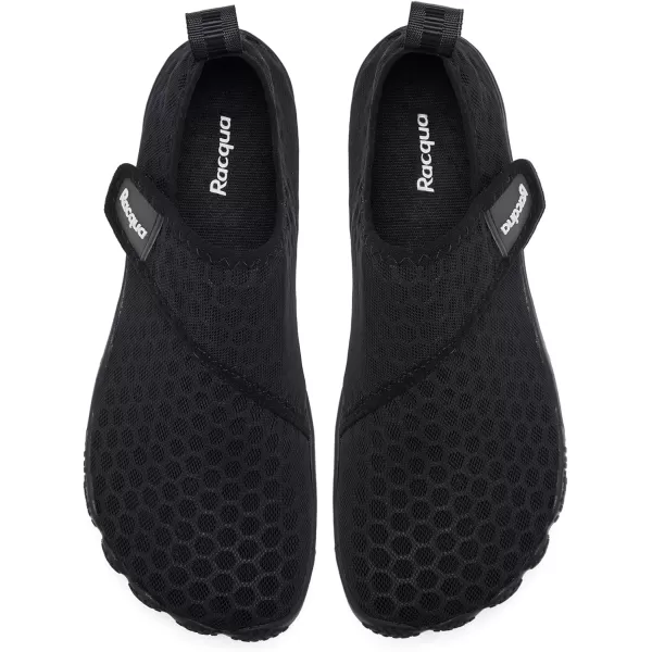 Racqua Mens Womens SlipOn Water Shoes Quick Dry Barefoot Lightweight Aqua Shoes Beach Swim Pool Hiking Sport ShoesWz118mblack