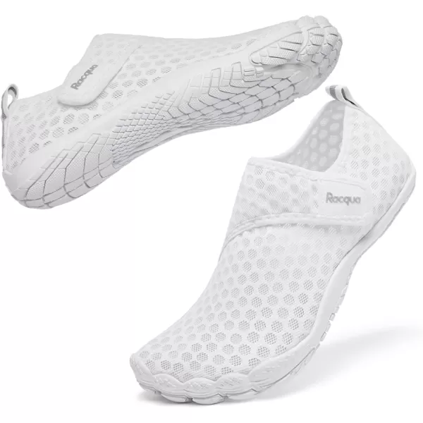 Racqua Mens Womens SlipOn Water Shoes Quick Dry Barefoot Lightweight Aqua Shoes Beach Swim Pool Hiking Sport ShoesWz118wwhite