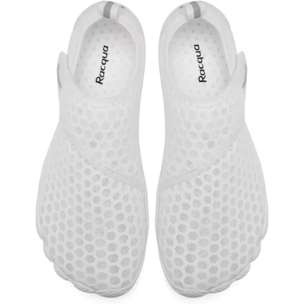 Racqua Mens Womens SlipOn Water Shoes Quick Dry Barefoot Lightweight Aqua Shoes Beach Swim Pool Hiking Sport ShoesWz118wwhite
