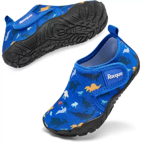 Racqua Toddler Boys Girls Water Shoes SlipOn Quick Dry Aqua Kids Shoes Lightweight Breathable Swim shoesToddlerLittle KidWzk1651blue Dinosaur