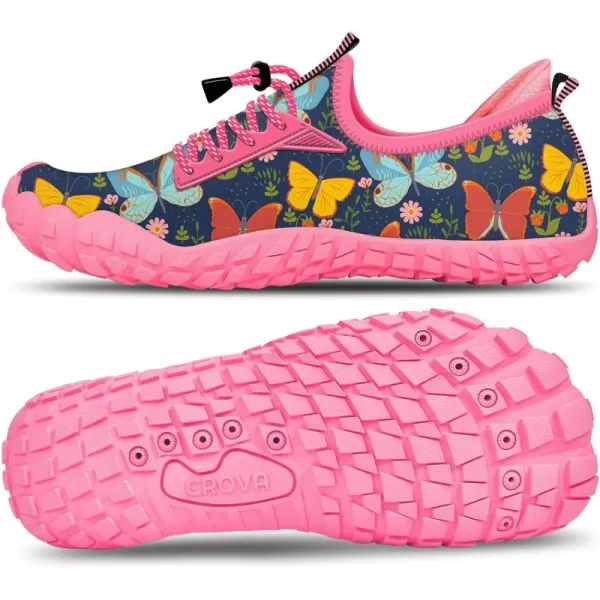 Builtin Heel Grips Water Shoes for Kids Girls Boys Hiking Wide Barefoot Swim Beach Pool Big KidButterfly Whispers