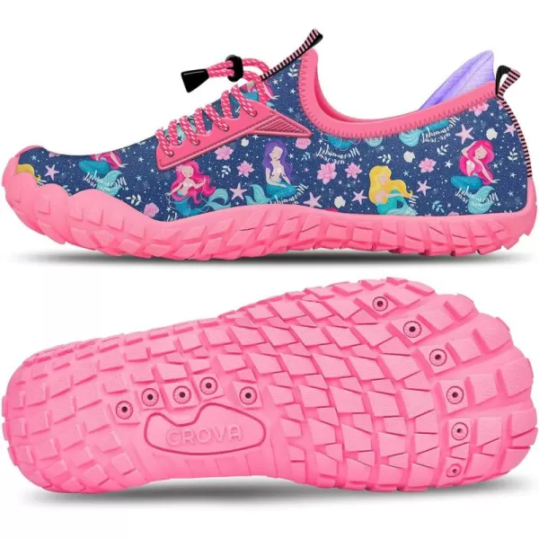 Builtin Heel Grips Water Shoes for Kids Girls Boys Hiking Wide Barefoot Swim Beach Pool Big KidLeisurely Mermaid