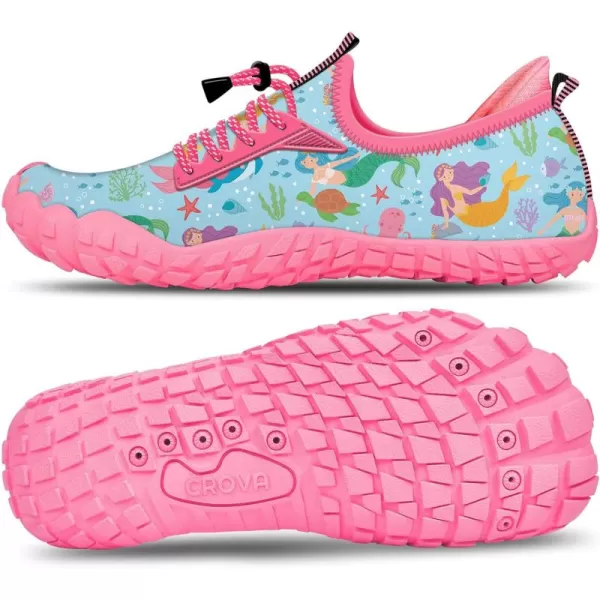 Builtin Heel Grips Water Shoes for Kids Girls Boys Hiking Wide Barefoot Swim Beach Pool Big KidMermaid Sisters