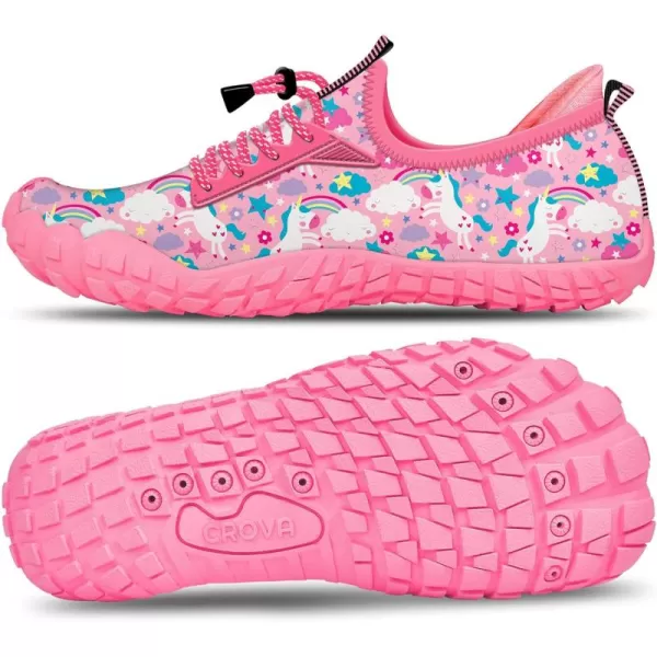 Builtin Heel Grips Water Shoes for Kids Girls Boys Hiking Wide Barefoot Swim Beach Pool Big KidPink Unicorn01