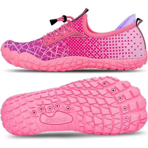 Builtin Heel Grips Water Shoes for Kids Girls Boys Hiking Wide Barefoot Swim Beach Pool Big KidPurple Melody