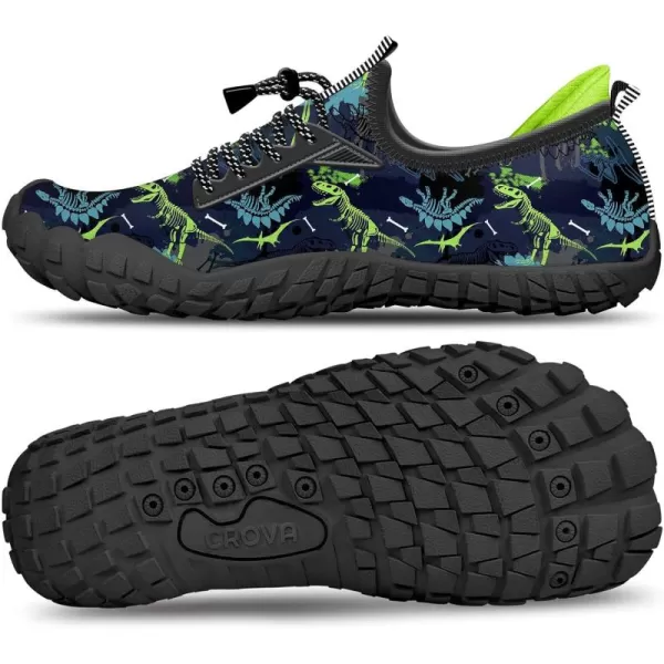 Builtin Heel Grips Water Shoes for Kids Girls Boys Hiking Wide Barefoot Swim Beach Pool Big KidSkeleton Dinosaur