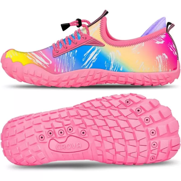 Builtin Heel Grips Water Shoes for Kids Girls Boys Hiking Wide Barefoot Swim Beach Pool Big KidSummer Rainbow